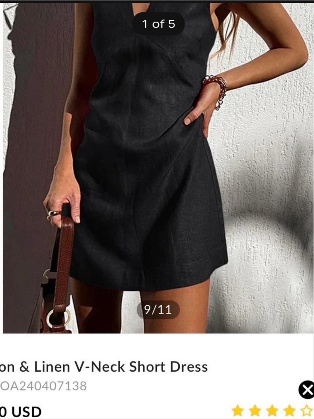 Commense Black Sleeveless V-Neck Mini Dress